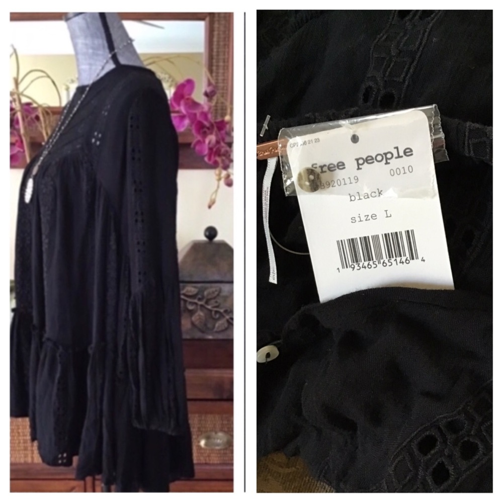 Free People Kiss Kiss Embroidered Tunic.  NWT. - Picture 5 of 7